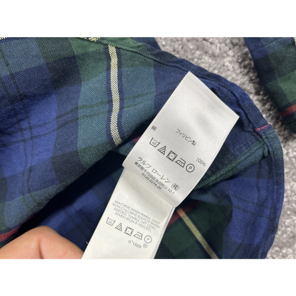 Ralph Lauren Flannel Shirt Mens Medium Button Down Tartan Plaid Cotton Pony - Picture 7 of 14